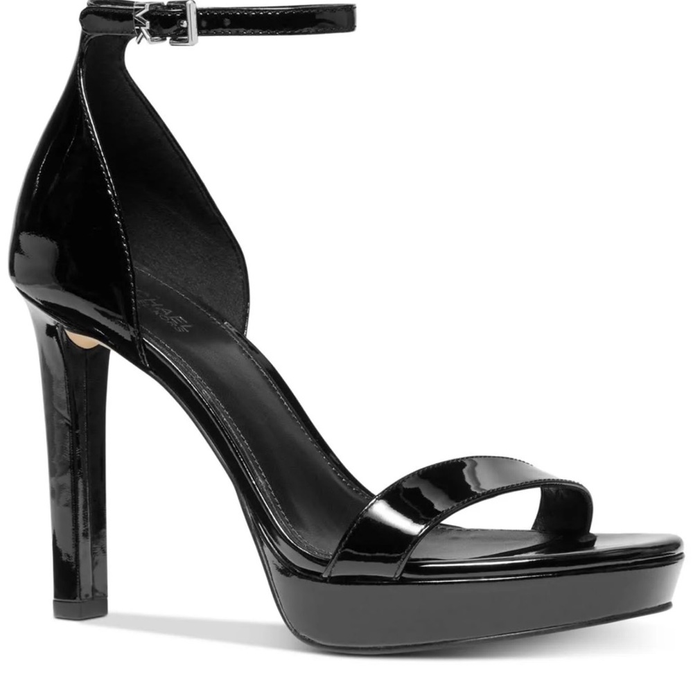 New Michael Kors Margot Leather Black Platform Sandals 8.5